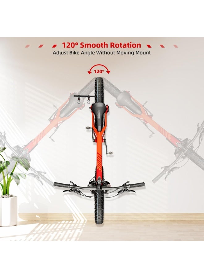 Arabest Swivel Bike Wall Mount, No Heavy Lifting Garage Bike Rack Tri-Level Adjustment for 20"-29" Wheels Holds Road, MTB up to 77lbs Space Saving Foldable Design - Image 3